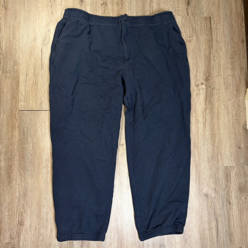 LL Bean Mens Sweatpants XXL 2XL 30" Blue Navy Drawstring Fleece Relaxed
